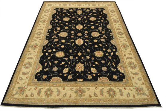 Ziegler Rug 9'1'' x 11'6'' Black Wool Traditional Hand-Knotted Oriental Carpet