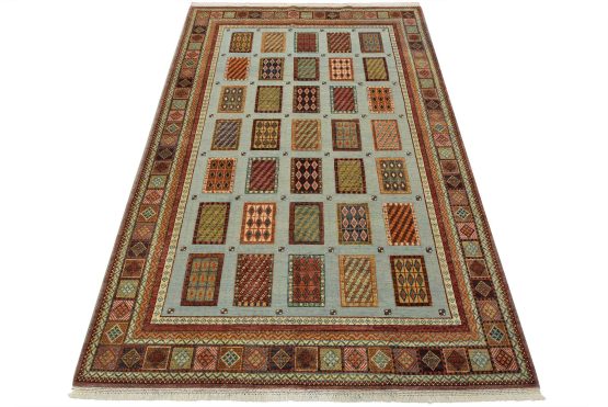Barjasta Rug 6'9'' x 9'10'' Blue Wool Tribal Hand-Knotted Oriental Carpet