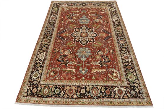 Heriz Ziegler Rug 9'8'' x 13'9'' Red Wool Traditional Hand-Knotted Carpet