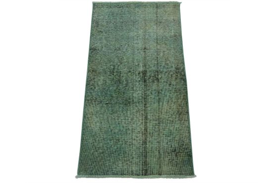 Tabriz Rug 2' x 3'10'' Blue Wool Vintage Overdyed Hand-Knotted Oriental Carpet