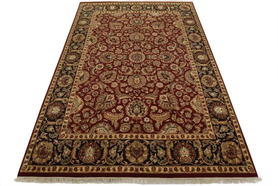Agra Rug 10' x 13'11'' Red Wool Traditional Hand-Knotted Oriental Carpet