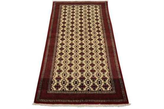 Baloch Rug 3'7'' x 6'2'' Beige Wool Vintage Tribal Hand-Knotted Oriental Carpet
