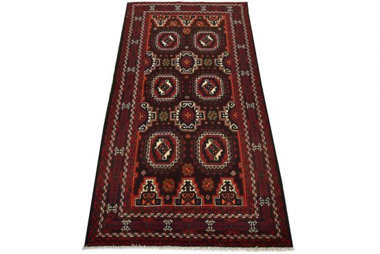 Baloch Rug 3'5'' x 6'5'' Brown Wool Vintage Tribal Hand-Knotted Oriental Carpet