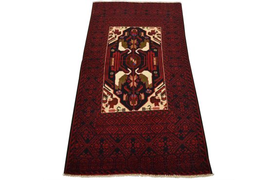 Baloch Rug 3'3'' x 5'10'' Blue Wool Vintage Tribal Hand-Knotted Oriental Carpet