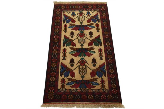 Baloch Rug 2'9'' x 4'11'' Beige Wool Vintage Tribal Hand-Knotted Oriental Carpet