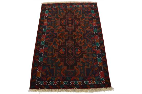 Baloch Rug 3' x 4'6'' Blue Wool Vintage Tribal Hand-Knotted Oriental Carpet