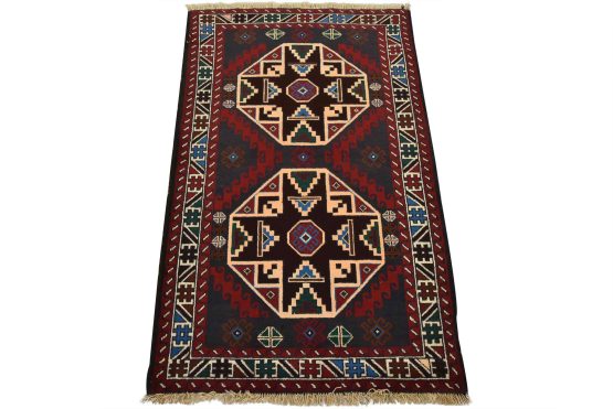 Baloch Rug 3' x 4'10'' Blue Wool Vintage Tribal Hand-Knotted Oriental Carpet