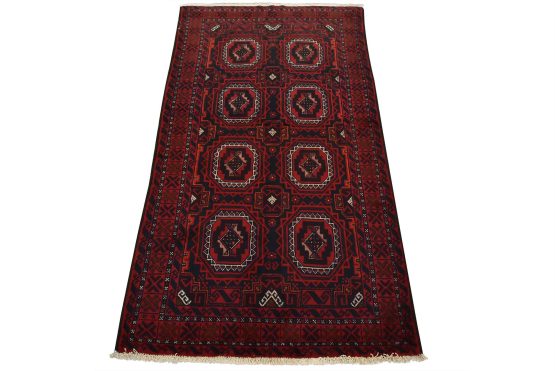 Baloch Rug 3'6'' x 6'1'' Blue Wool Vintage Tribal Hand-Knotted Oriental Carpet