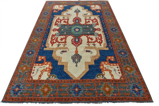 Heriz Rug 12' x 18'2'' Gray Wool Traditional Hand-Knotted Oriental Carpet