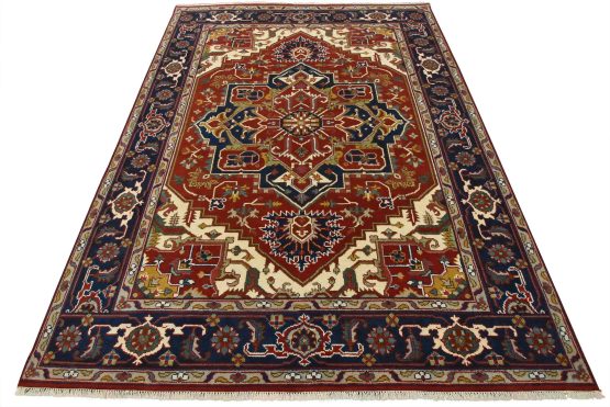Heriz Rug 9' x 11'11'' Red Wool Tribal Hand-Knotted Oriental Carpet