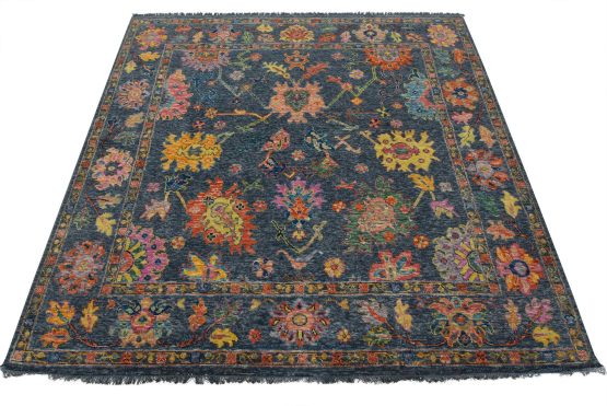 Anatolia Rug 9'4'' x 8'11'' Blue Wool Modern Hand-Knotted Oriental Carpet