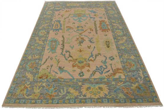 Anatolia Rug 9'2'' x 12'1'' Pink Wool Modern Hand-Knotted Oriental Carpet