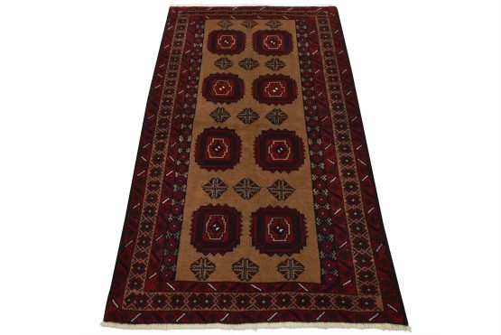 Baloch Rug 3'7'' x 6'2'' Brown Wool Vintage Tribal Hand-Knotted Oriental Carpet