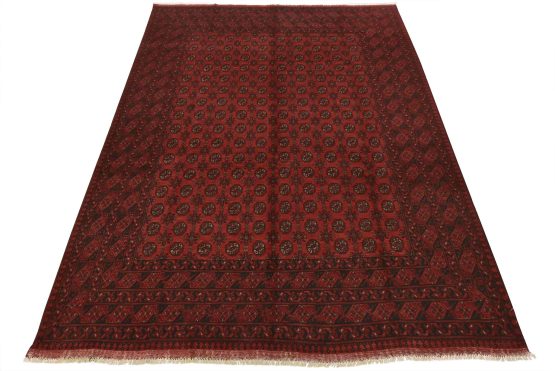Turkmen Rug 9'11'' x 12'10'' Red Wool Vintage Tribal Hand-Knotted Carpet
