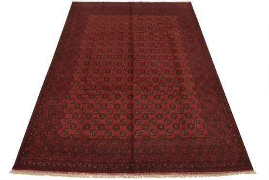 Turkmen Rug 9'9'' x 12'7'' Red Wool Vintage Tribal Hand-Knotted Oriental Carpet