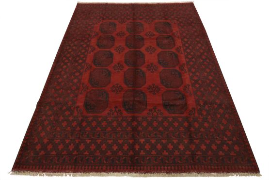 Turkmen Rug 8'3'' x 10'8'' Red Wool Vintage Tribal Hand-Knotted Oriental Carpet