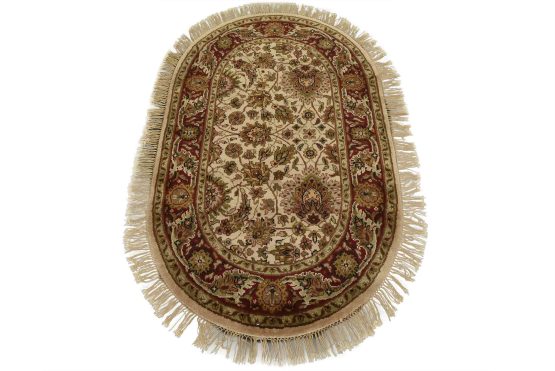 Agra Rug 3'1'' x 5' Beige Wool Traditional Hand-Knotted Oriental Carpet