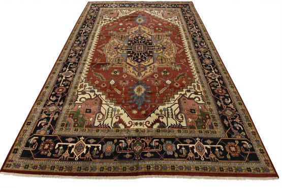 Heriz Rug 11'9'' x 17'11'' Red Wool Tribal Hand-Knotted Oriental Carpet
