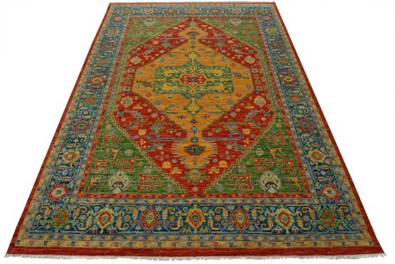 Anatolia Rug 8'11'' x 11'10'' Red Wool Tribal Hand-Knotted Oriental Carpet