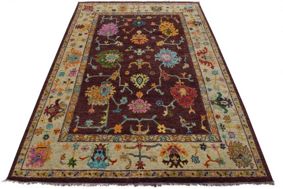 Anatolia Rug 8'11'' x 11'6'' Purple Wool Modern Hand-Knotted Oriental Carpet