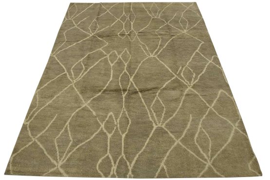 Moroccan Rug 8'2'' x 10' Gray Wool Contemporary Hand-Knotted Carpet