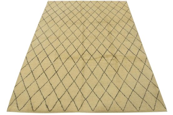 Moroccan Rug 8'1'' x 10' Ivory Wool Contemporary Hand-Knotted Carpet