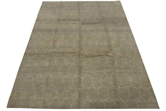 Moroccan Rug 8'2'' x 9'10'' Gray Wool Contemporary Hand-Knotted Carpet