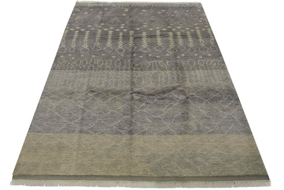 Moroccan Rug 8'1'' x 10'3'' Gray Wool Contemporary Hand-Knotted Carpet