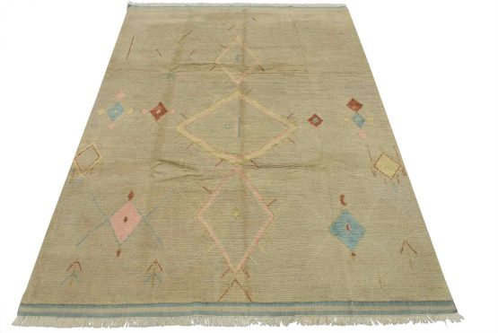 Moroccan Rug 7'11'' x 10'1'' Beige Wool Contemporary Hand-Knotted Carpet