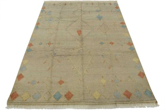 Moroccan Rug 8'2'' x 10'4'' Gray Wool Contemporary Hand-Knotted Carpet