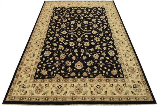 Ziegler Rug 9'1'' x 11'9'' Black Wool Traditional Hand-Knotted Oriental Carpet