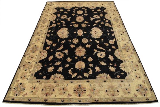 Ziegler Rug 9'2'' x 11'11'' Black Wool Traditional Hand-Knotted Oriental Carpet