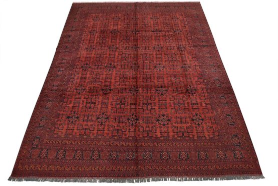 Turkmen Rug 10'3'' x 12'10'' Red Wool Tribal Hand-Knotted Oriental Carpet