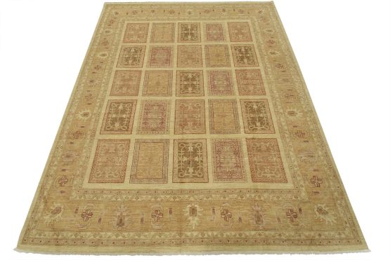 Bakhtiari Ziegler Rug 8' x 10'2'' Beige Wool Hand-Knotted Oriental Carpet