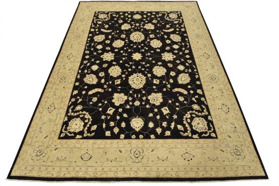 Ziegler Rug 8'11'' x 11'10'' Black Wool Traditional Hand-Knotted Oriental Carpet