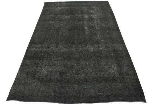 Tabriz Rug 8'1'' x 11'5'' Blue Wool Vintage Overdyed Hand-Knotted Carpet