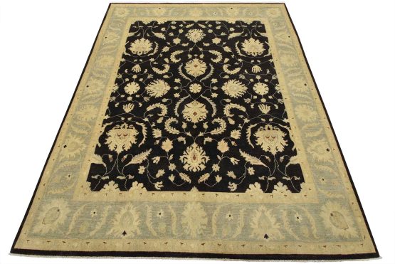 Ziegler Rug 8'3'' x 10'2'' Black Wool Traditional Hand-Knotted Oriental Carpet