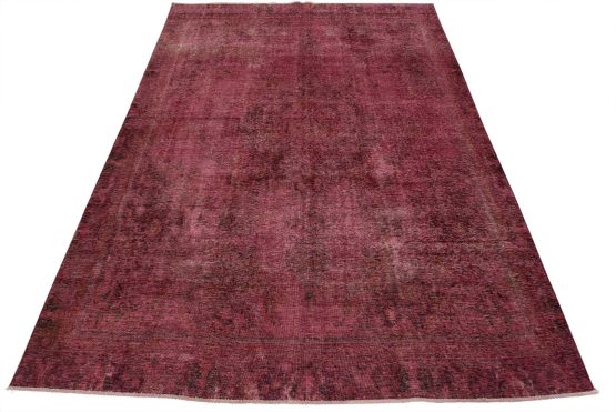 Tabriz Rug 8'7'' x 11'1'' Pink Wool Vintage Overdyed Hand-Knotted Carpet