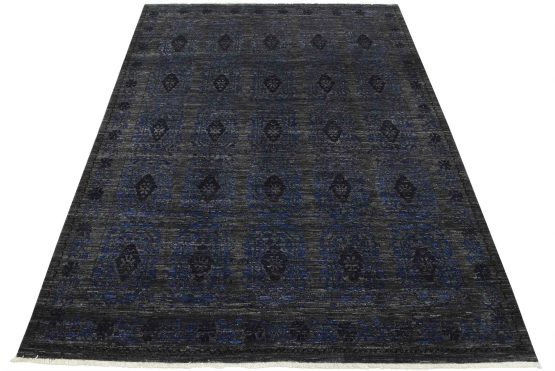 Modern Rug 8'2'' x 10'2'' Gray Wool Hand-Knotted Oriental Carpet