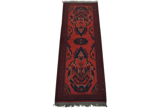 Turkmen Runner 1'10'' x 5'1'' Red Wool Tribal Hand-Knotted Oriental Rug