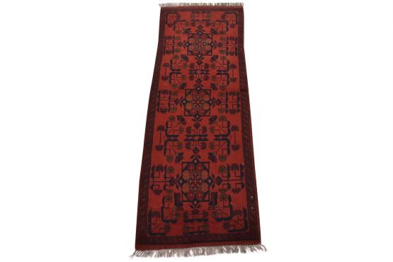Turkmen Runner 1'10'' x 4'10'' Red Wool Tribal Hand-Knotted Oriental Rug