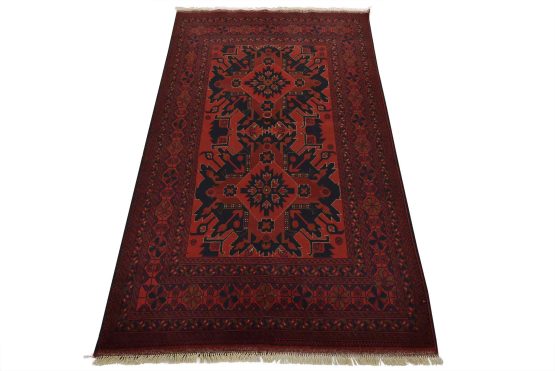 Turkmen Rug 4'2'' x 6'8'' Red Wool Tribal Hand-Knotted Oriental Carpet
