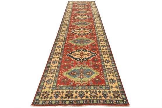 Kazak Runner 5' x 16'2'' Red Wool Tribal Hand-Knotted Oriental Rug