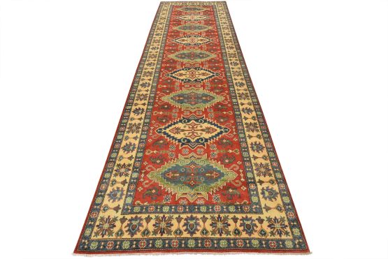 Kazak Runner 5'1'' x 16'1'' Red Wool Tribal Hand-Knotted Oriental Rug