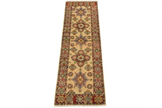 Kazak Runner 1'11'' x 5'7'' Beige Wool Tribal Hand-Knotted Oriental Rug