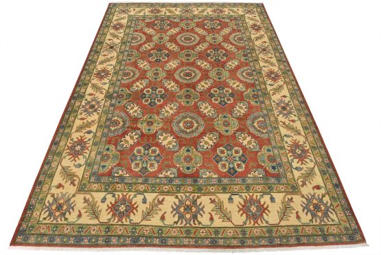 Kazak Rug 8'10'' x 12'2'' Red Wool Traditional Hand-Knotted Oriental Carpet