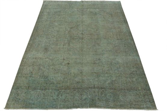 Tabriz Rug 9'11'' x 12'8'' Blue Wool Vintage Overdyed Hand-Knotted Carpet