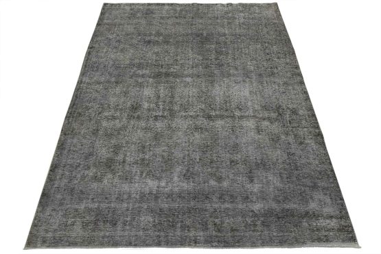 Tabriz Rug 9'9'' x 12'6'' Gray Wool Vintage Overdyed Hand-Knotted Carpet