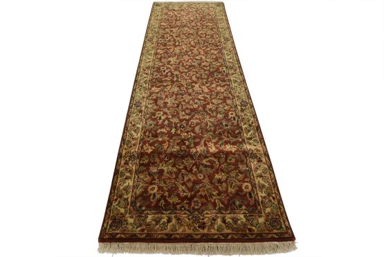 Agra Runner 4'1'' x 11'11'' Red Wool Traditional Hand-Knotted Oriental Rug