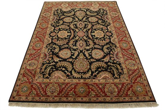 Agra Rug 8'1'' x 10'3'' Black Wool Traditional Hand-Knotted Oriental Carpet